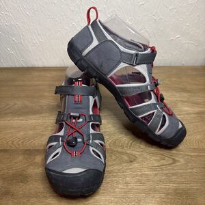 KEEN Big Kids Seacamp II CNX Sz 7 Hiking Hybrid Water Sandals Gray Red 1022985